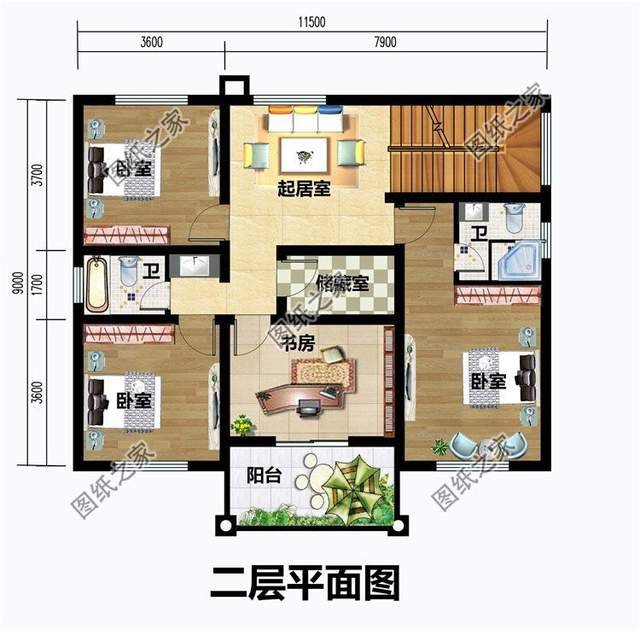 三款農(nóng)村三間二層別墅，左右對稱設(shè)計看著就舒服