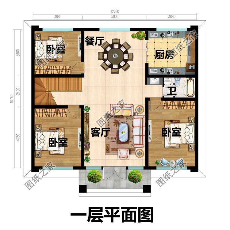 二層平屋頂農(nóng)村別墅，施工簡單，建筑造價(jià)實(shí)惠