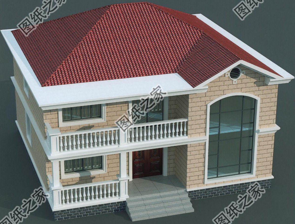 兩層歐式風格別墅，大氣落地窗，窗明幾凈，陽光正好