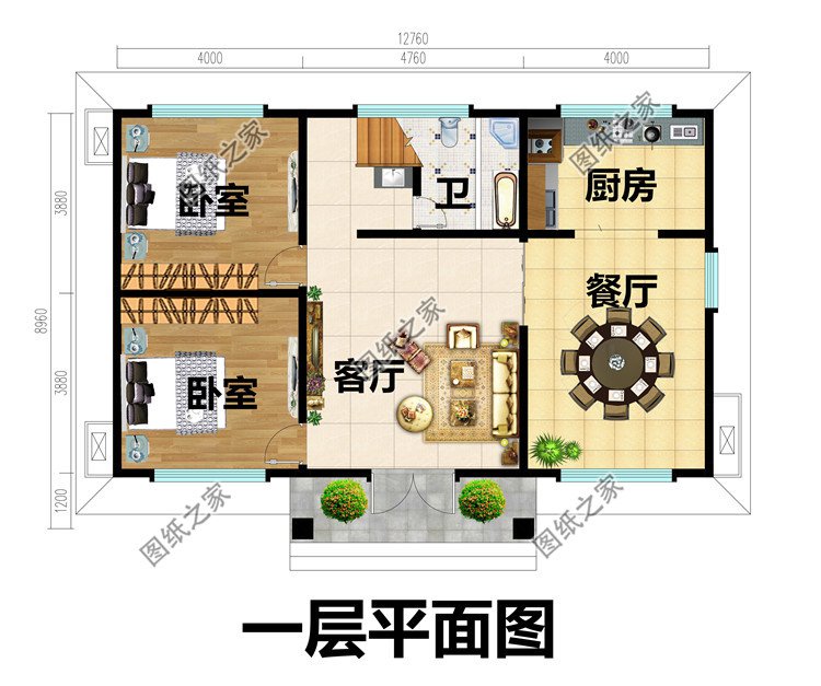 自建房二層設(shè)計圖紙及效果圖