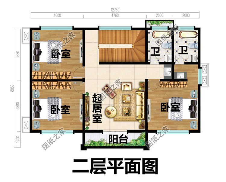 自建房二層設(shè)計圖紙及效果圖