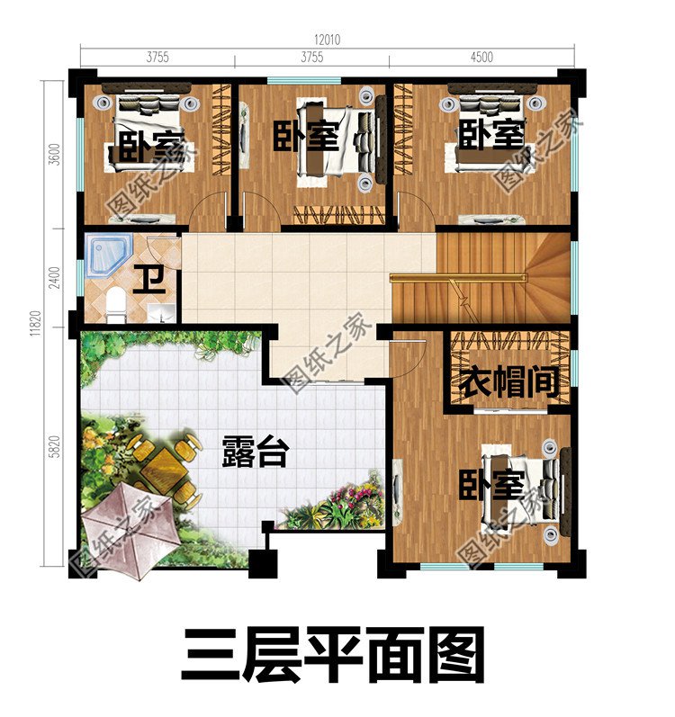農(nóng)村三層復(fù)式房屋設(shè)計(jì)施工圖