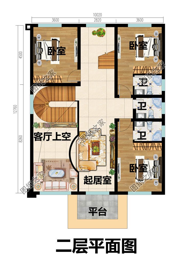 三層獨棟鄉(xiāng)村平房別墅效果圖