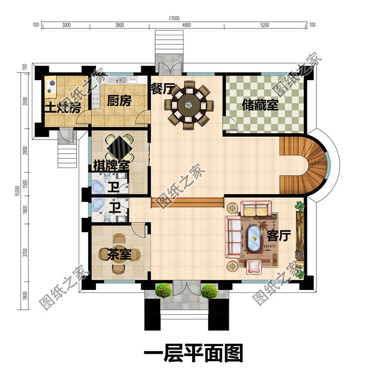 豪華農(nóng)村帶露臺三層樓房別墅設(shè)計(jì)圖紙
