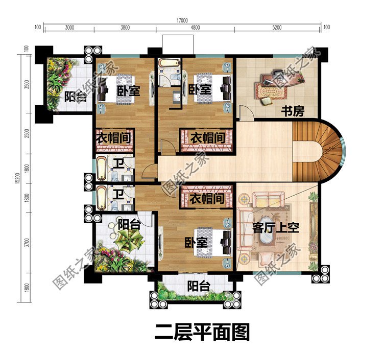 豪華農(nóng)村帶露臺三層樓房別墅設(shè)計(jì)圖紙
