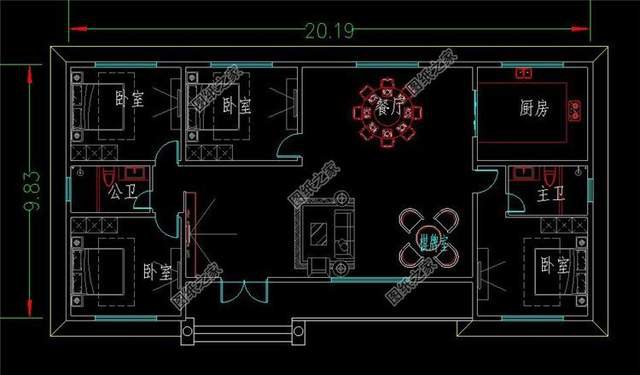 農(nóng)村自建一層房子設(shè)計(jì)圖，小進(jìn)深大開間，花小錢辦大事