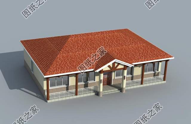 鄉(xiāng)村一層大平層，對稱設(shè)計(jì)，外觀充滿古典美怡然自得