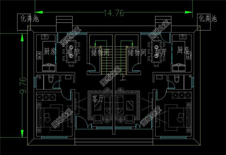 小型兩層雙拼別墅，單戶面積約80平，宅基地小也可以建雙拼