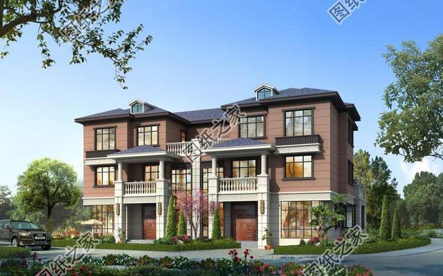 兄弟三層雙拼別墅，快叫上自家兄弟一起蓋別墅吧