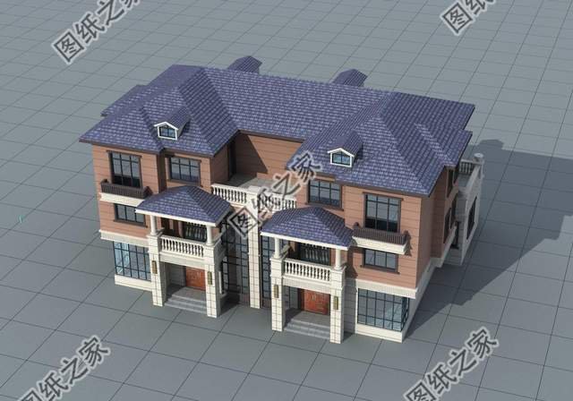 兄弟三層雙拼別墅，快叫上自家兄弟一起蓋別墅吧