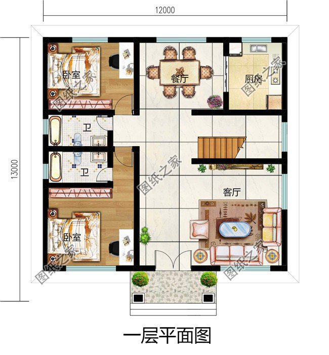 二層三開(kāi)間鄉(xiāng)村別墅，生活全方位，舒適零距離