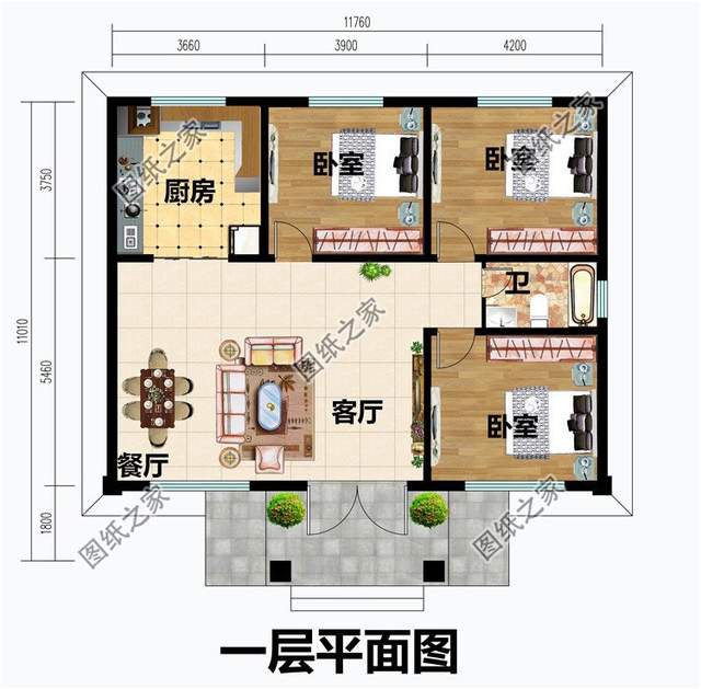 鄉(xiāng)村大平層自建房設(shè)計圖，家人閑坐，燈火可親