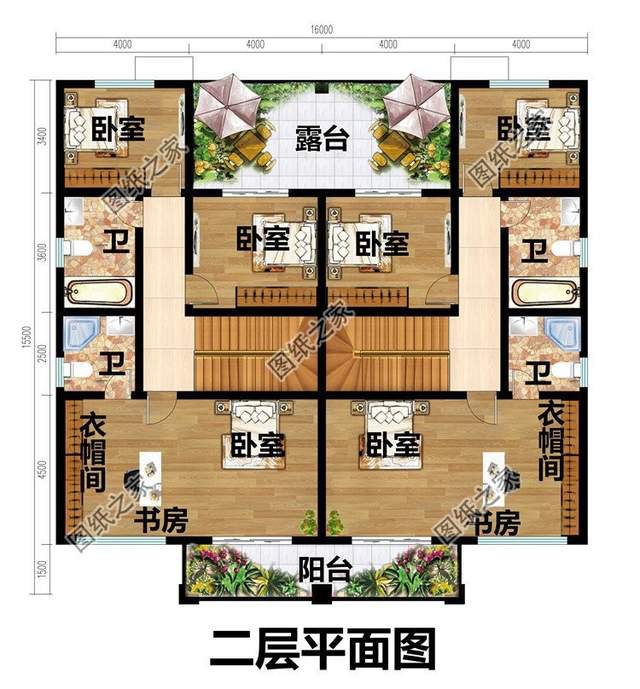 雙拼二層鄉(xiāng)村別墅設(shè)計圖，外觀時尚，觀賞價值與實用并存