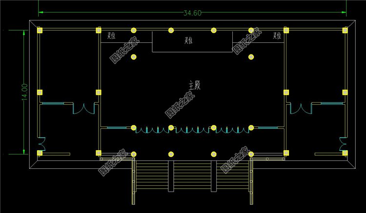 經(jīng)典古樸中式祠堂一層布局圖
