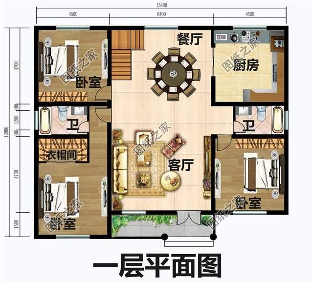 一層帶閣樓設計圖，精致洋氣，可以人手一座的好房型