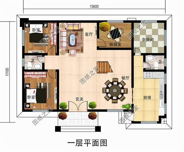 農(nóng)村二層加配房設(shè)計(jì)圖，造型簡(jiǎn)約，獨(dú)立廚房實(shí)用