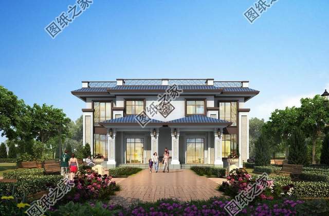 二層雙拼自建房設(shè)計(jì)圖紙，溫馨家園，靜謐舒適