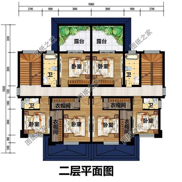 二層雙拼自建房設(shè)計(jì)圖紙，溫馨家園，靜謐舒適