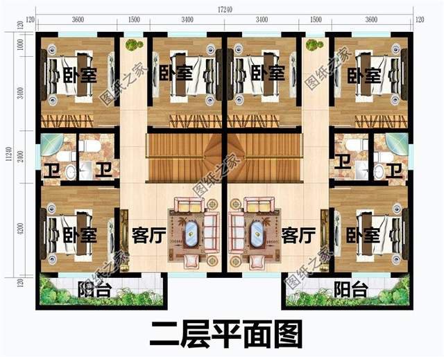 二層雙拼自建房設(shè)計(jì)圖紙，溫馨家園，靜謐舒適