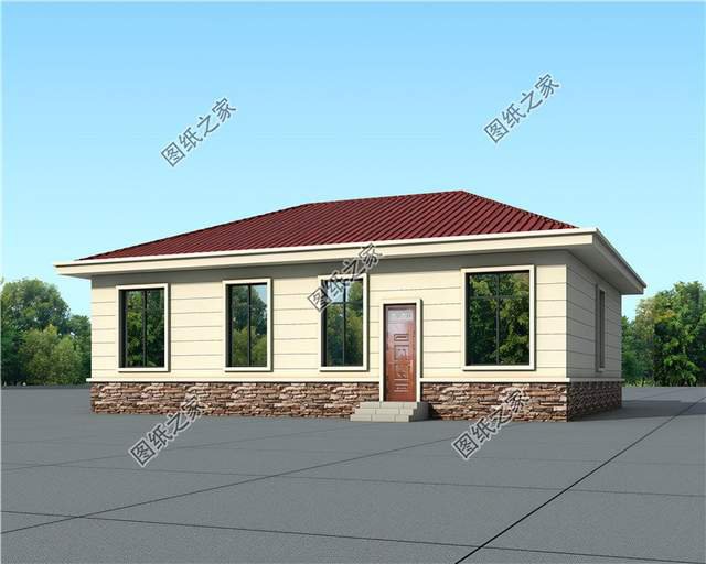 鄉(xiāng)村一層別墅設(shè)計(jì)圖，樸實(shí)的設(shè)計(jì)，居住舒適