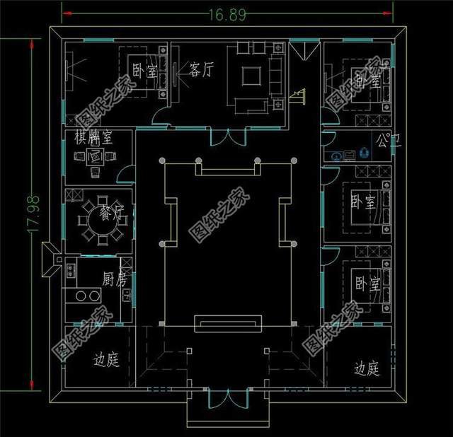 一層合院設(shè)計圖，充滿中式氣息，穿越千年的設(shè)計理念