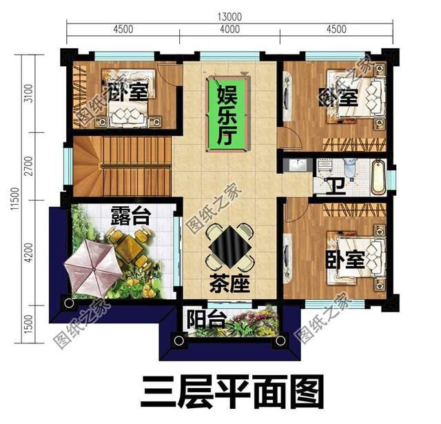 二層半別墅設計圖，安靜、舒適、寬敞，滿足居住需求