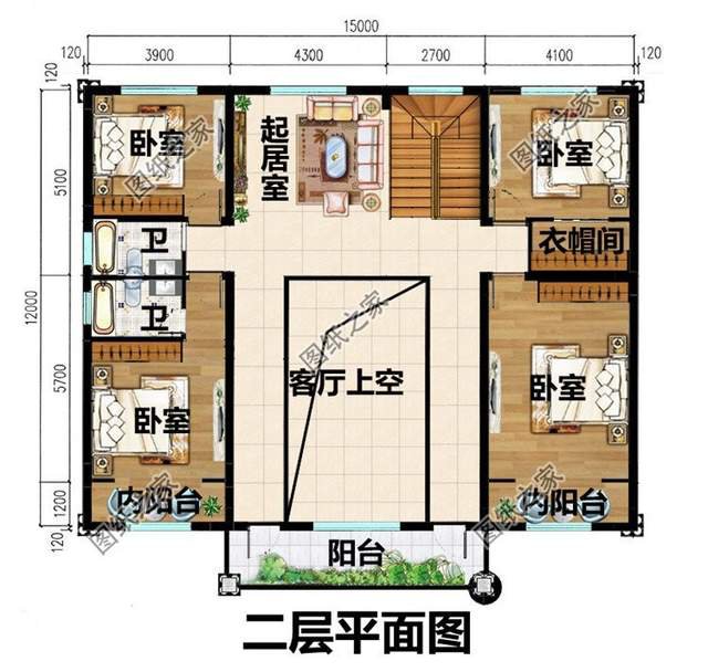 二層大面寬別墅圖紙，外觀氣勢(shì)有力，內(nèi)部布置實(shí)用