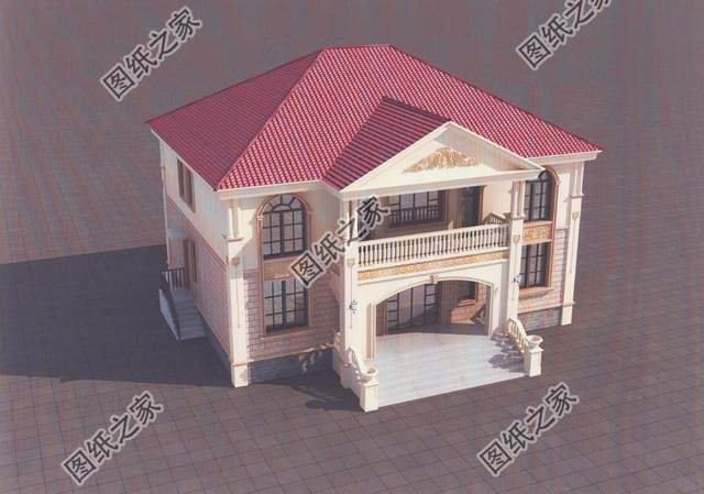 二層大面寬別墅圖紙，外觀氣勢(shì)有力，內(nèi)部布置實(shí)用