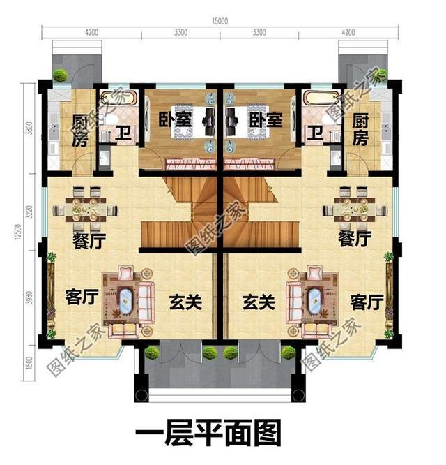 兄弟三層雙拼房設(shè)計(jì)圖，鄉(xiāng)村別墅還可以這建看到效果圖就愛(ài)了