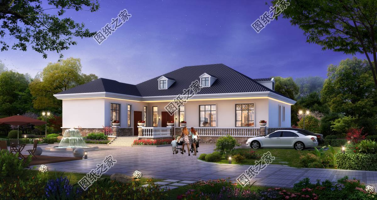 七字型一層別墅，獨立廚房設計，鄉(xiāng)村建房優(yōu)選戶型