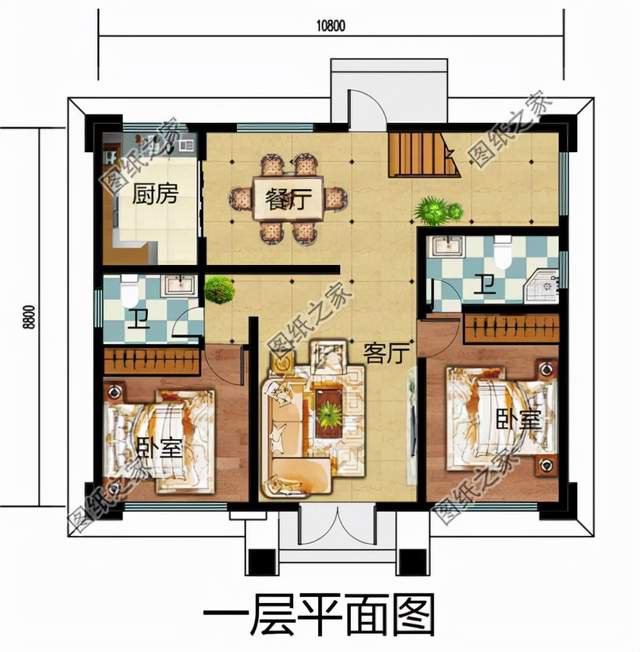 鄉(xiāng)村二層別墅設(shè)計(jì)，屋內(nèi)布局合理，造價(jià)約15w您不心動(dòng)？