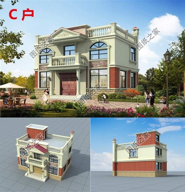 鄉(xiāng)村二層小洋樓設(shè)計，造型方正，層次多變，外觀豪華大氣
