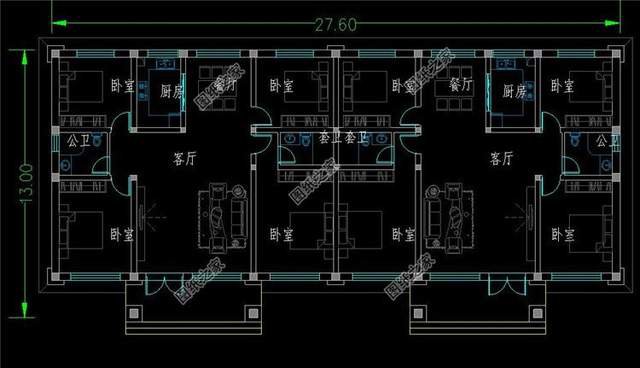 便宜雙拼別墅設(shè)計(jì)，造價(jià)實(shí)惠，起居互不打擾