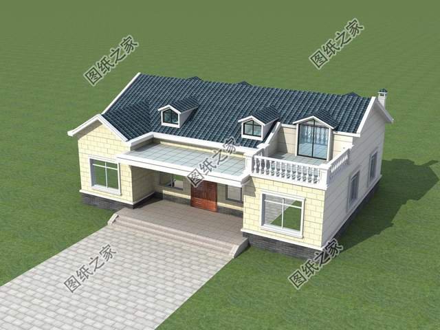 一層半農(nóng)村別墅帶閣樓，給人簡(jiǎn)單高級(jí)的感受，整棟房子明亮干凈