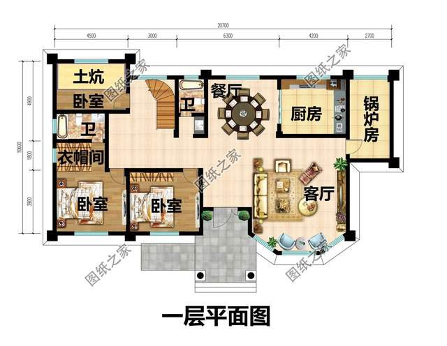 農(nóng)村二層自建房設(shè)計(jì)，鍋爐房加旋轉(zhuǎn)樓梯，實(shí)用美觀兩全