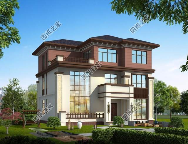 農(nóng)村簡約三層房子設(shè)計圖，室內(nèi)挑空設(shè)計盡顯奢華，空間感超強