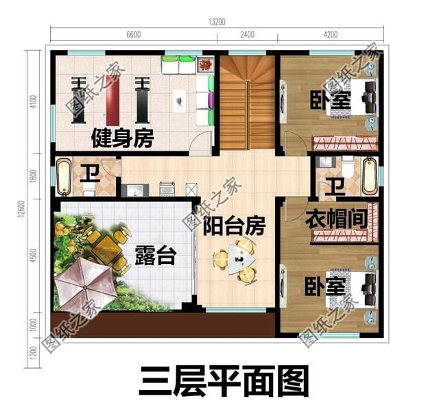 農(nóng)村簡約三層房子設(shè)計圖，室內(nèi)挑空設(shè)計盡顯奢華，空間感超強