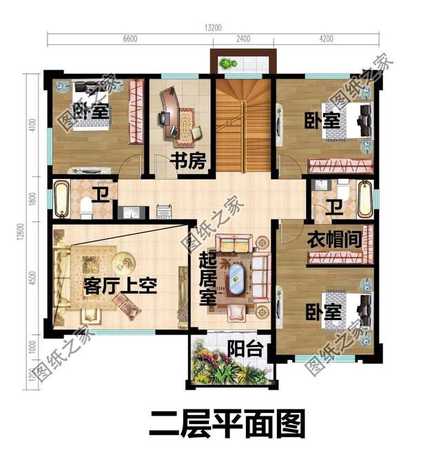 農(nóng)村簡約三層房子設(shè)計圖，室內(nèi)挑空設(shè)計盡顯奢華，空間感超強