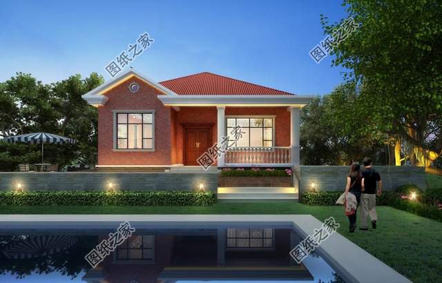 農(nóng)村一層小別墅設(shè)計(jì)，東方紅配色，滿滿的愛國情懷