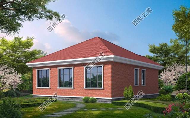 農(nóng)村一層小別墅設(shè)計(jì)，東方紅配色，滿滿的愛國情懷