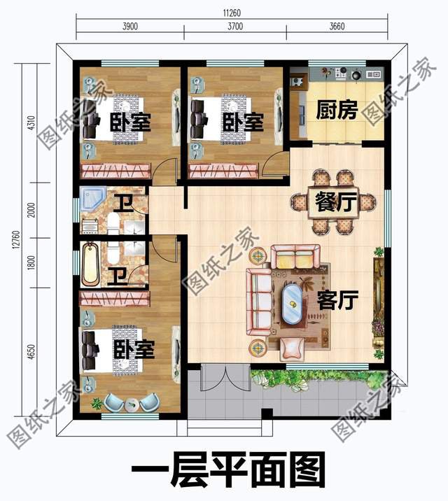 農(nóng)村一層小別墅設(shè)計(jì)，東方紅配色，滿滿的愛國情懷