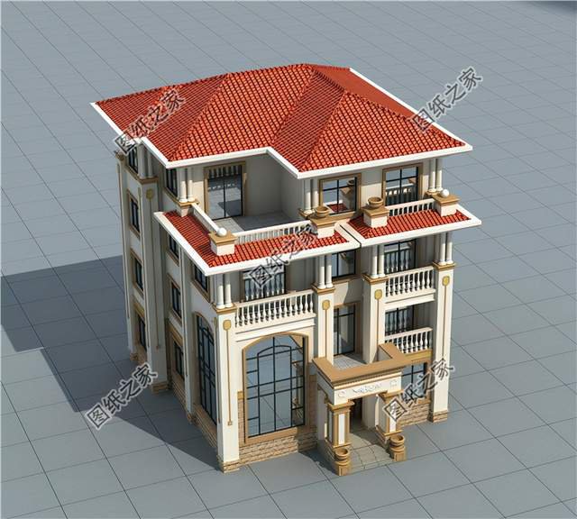 豪華歐式四層別墅，配色銜接參差感強(qiáng)烈，富貴之氣迎面而來(lái)