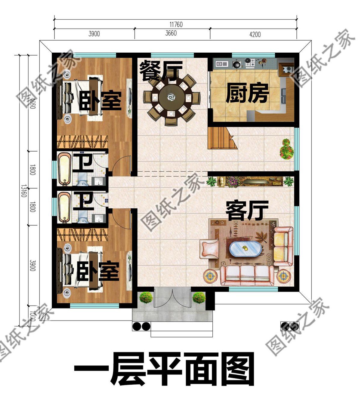 現(xiàn)代二層別墅設(shè)計(jì)，通體白墻紅瓦，簡(jiǎn)約大方