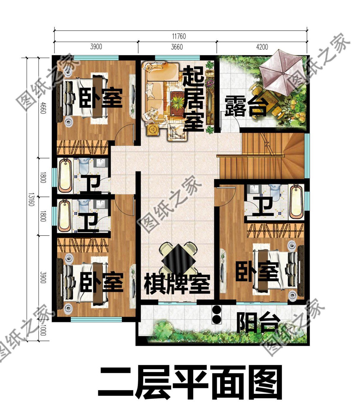 現(xiàn)代二層別墅設(shè)計(jì)，通體白墻紅瓦，簡(jiǎn)約大方