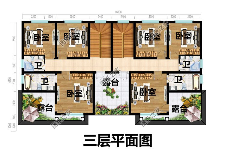 農(nóng)村三層雙拼別墅設(shè)計圖