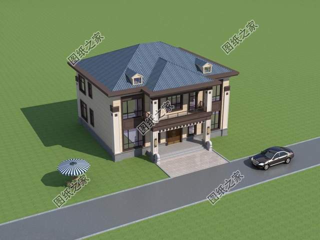 新中式二層別墅設(shè)計，樸素淡雅的設(shè)計風(fēng)格，突出中式的沉靜氛圍