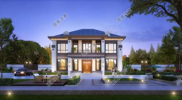 新中式二層別墅設(shè)計，樸素淡雅的設(shè)計風(fēng)格，突出中式的沉靜氛圍