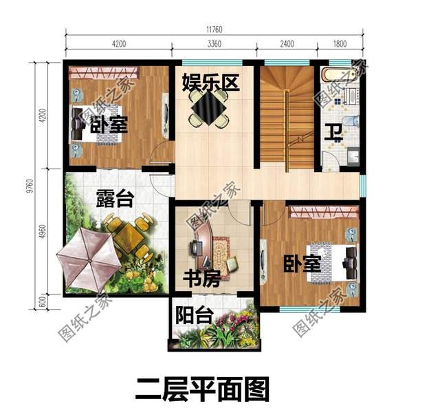 簡約三開間二層別墅，二樓小露臺，閑坐聊天好不愜意