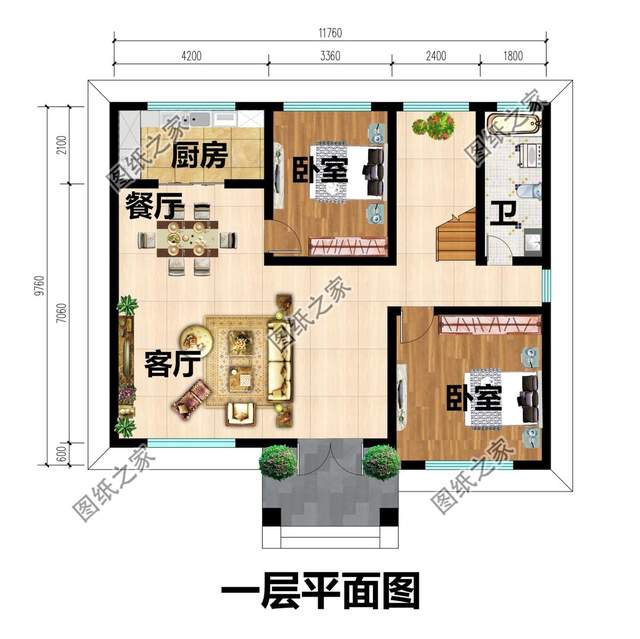 簡約三開間二層別墅，二樓小露臺，閑坐聊天好不愜意