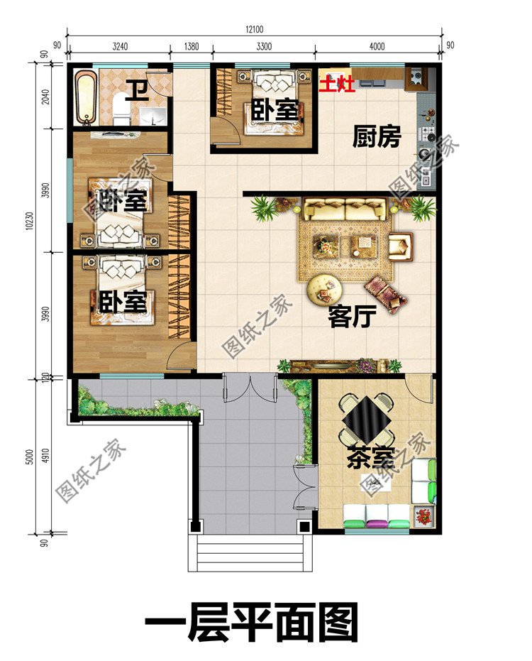 簡(jiǎn)約L型一層平房自建房設(shè)計(jì)圖